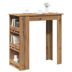 vidaXL Table de bar avec étagère de rangement chêne artisanal