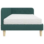 vidaXL Cadre de lit d'angle avec matelas Vert foncé 90 x 190 cm tissu