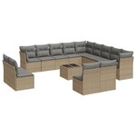 vidaXL Salon de jardin avec coussins 14 Pièces beige résine tressée