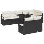 vidaXL Ensemble de canapé de jardin 9 pièces avec coussins en poly rotin noir