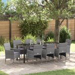 vidaXL Ensemble de salle à manger de jardin 9 pièces gris en poly rattan