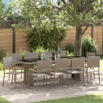 vidaXL Ensemble de salle à manger pour jardin 11 Pièces Gris Poly rotin