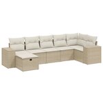 vidaXL Salon de jardin avec coussins 7 Pièces beige résine tressée