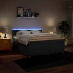 vidaXL Sommier à lattes de lit avec matelas Bleu 200x200 cm Tissu