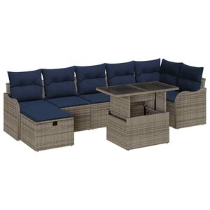 vidaXL Ensemble de canapé de jardin avec coussin 8 Pièces Gris polyrotin