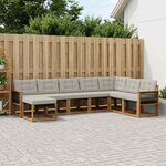vidaXL Ensemble de canapés d'extérieur 8 pc Naturel et Gris clair