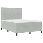 Lit à ressorts vidaXL avec matelas Gris clair 140x200 cm Velours