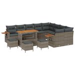 vidaXL Ensemble de canapé de jardin 13 Pièces Gris polyrotin