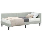 vidaXL Cadre de lit d'angle avec matelas 2 pc Gris clair 90 x 190 cm