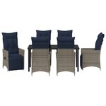 Ensemble de Salle à Manger de Jardin vidaXL de 7 Pièces avec Coussins en Rattan Poly Gris