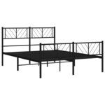 vidaXL Cadre de lit métal sans matelas avec pied de lit noir 140x200cm
