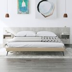vidaXL Tête de lit avec armoires Gris béton Bois d'ingénierie
