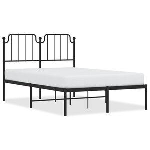 vidaXL Cadre de lit métal sans matelas avec tête de lit noir 120x190cm