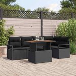 vidaXL Ensemble de canapé de jardin 6 Pièces Noir Poly rotin