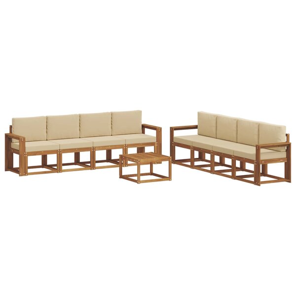 vidaXL Ensemble de canapés d'extérieur 9 pc Naturel et Beige
