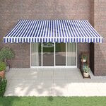 vidaXL Auvent rétractable automatique bleu et blanc 4x3 m