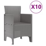 vidaXL Ensemble de repas de jardin 11 pièces gris clair poly rotin