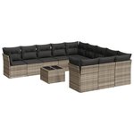 vidaXL Salon de jardin avec coussins 12 Pièces gris clair résine tressée