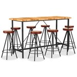 vidaXL Ensemble de bar 9 Pièces Bois d'acacia solide et cuir véritable