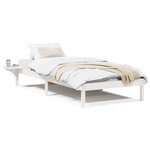 vidaXL Cadre de lit avec tables de chevet Blanc Blanc