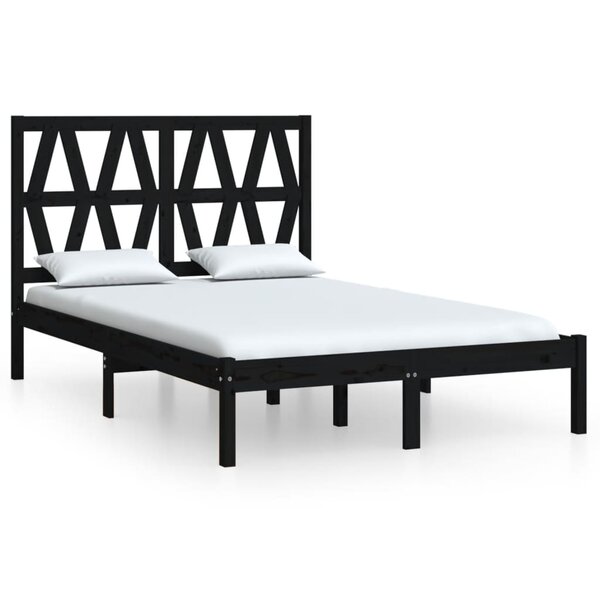 vidaXL Cadre de lit sans matelas noir bois massif 140x190 cm
