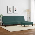 vidaXL Canapé-lit à 2 places avec repose-pied vert foncé velours