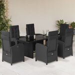 vidaXL Ensemble à manger de jardin coussins 7Pièces Noir Résine tressée
