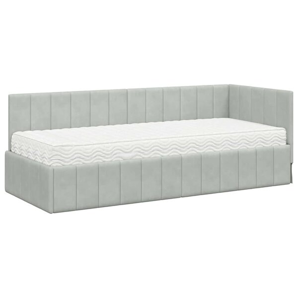 vidaXL Cadre de lit d'angle Gris clair 80 x 200 cm Velours