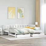 vidaXL Lit de jour avec gigogne et tiroirs sans matelas blanc 80x200cm