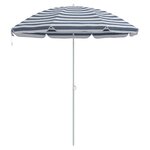 Parasol de plage vidaXL avec pied en aluminium bleu et blanc 300 cm