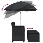 vidaXL Canapé de jardin 2 places avec parasol et tabourets noir rotin