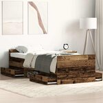 vidaXL Cadre de lit sans matelas vieux bois 100x200 cm bois ingénierie