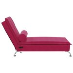 vidaXL Chaise longue de massage avec traversin rouge bordeaux velours
