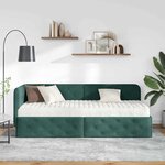 vidaXL Cadre de lit d'angle Vert foncé 80 x 200 cm Velours
