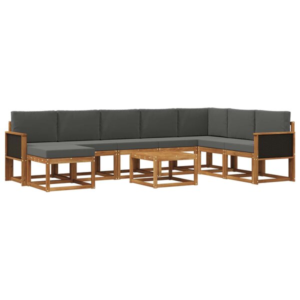 vidaXL Ensemble de canapés d'extérieur 9 pc Naturel et Anthracite