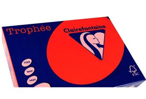 Ramette 250 Feuilles Papier 160g A3 420x297 mm Certifié FSC rouge corail TROPHÉE