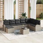 vidaXL Ensemble de canapé de jardin 9 Pièces Gris clair Poly rotin