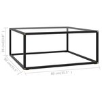 vidaXL Table basse Noir avec verre trempé 80x80x35 cm