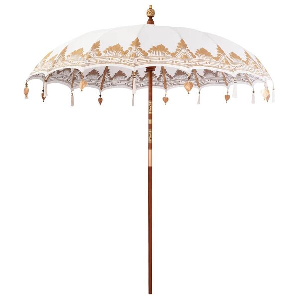 vidaXL Parasol Autre Crème x 250 cm Coton et bois massif