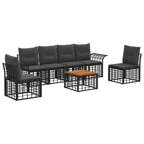vidaXL Ensemble de canapés d'extérieur 7 Pièces Noir et Gris foncé