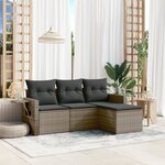 vidaXL Salon de jardin 4 Pièces avec coussins gris résine tressée