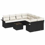 vidaXL Ensemble de canapé de jardin 9 Pièces Noir  Crème 55 x 55 x 37 cm