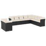 vidaXL Salon de jardin 10 Pièces avec coussins noir résine tressée