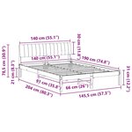 vidaXL Cadre de lit Marron et taupe 140 x 190 cm Bois massif en pin