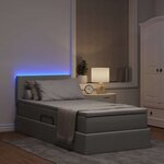 vidaXL Lit avec rangement et LED avec LED Gris clair 90 x 200 cm tissu