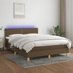 vidaXL Sommier à lattes de lit matelas et LED Marron foncé 140x200 cm