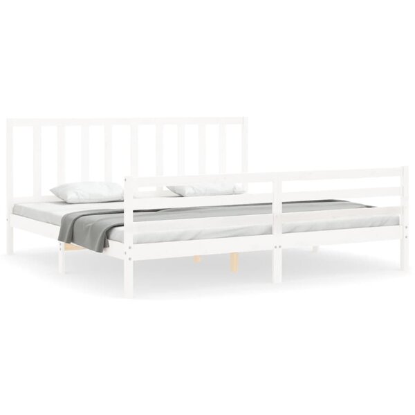 vidaXL Cadre de lit sans matelas blanc 200x200 cm bois massif de pin