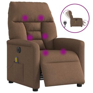 vidaXL Fauteuil inclinable de massage électrique marron tissu