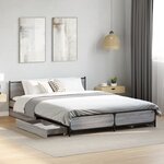 vidaXL Cadre de lit avec tiroirs sans matelas sonoma gris 150x200 cm