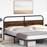 vidaXL Tête de lit chêne fumé 200 cm acier et bois d'ingénierie